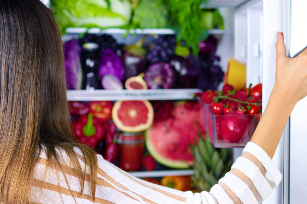 Healthy Foods At Eye Level in Fridge